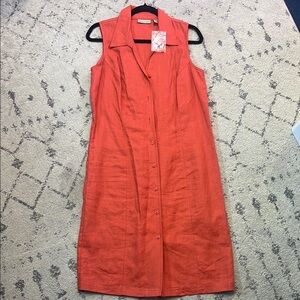 Apostrophe Burnt Orange Linen Dress with